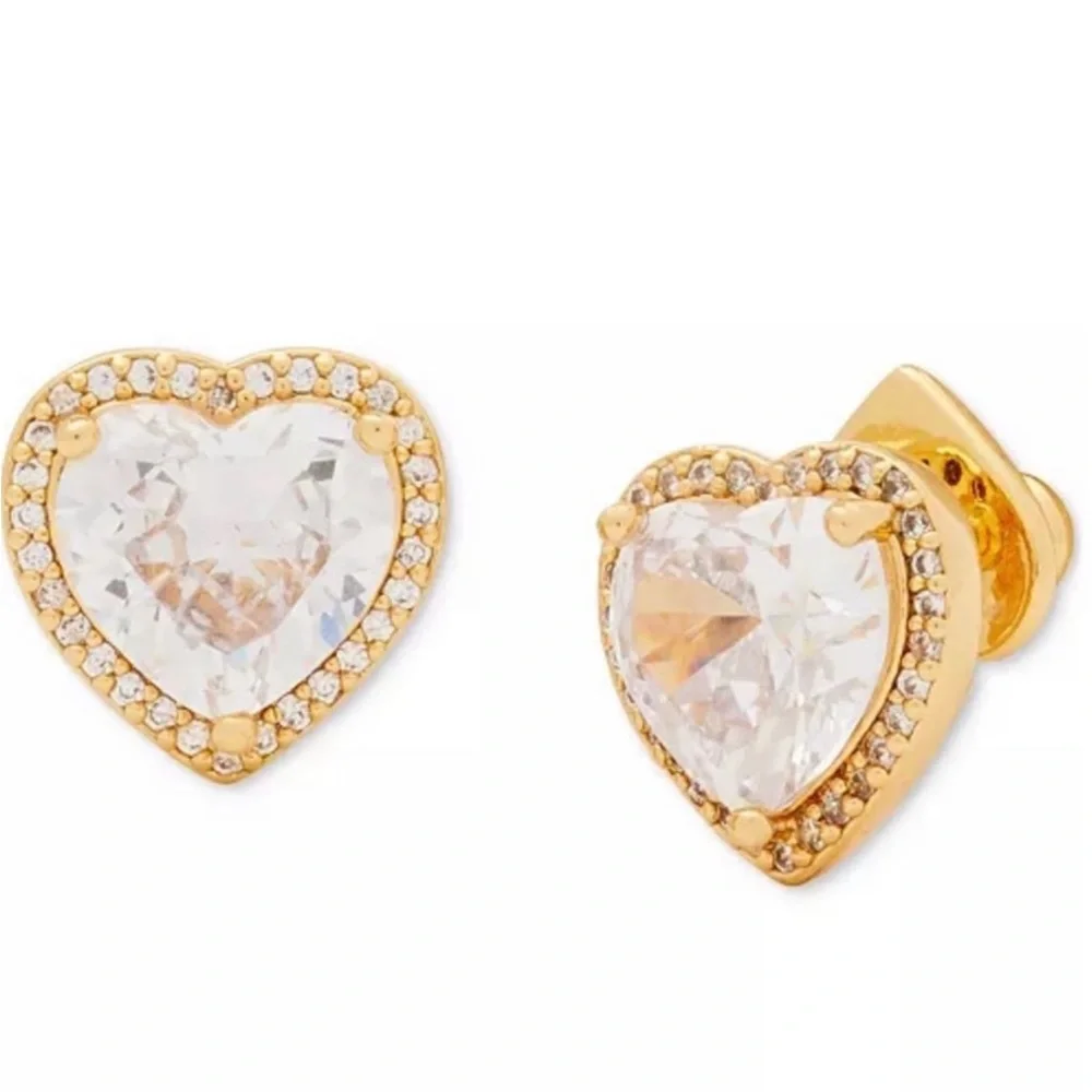 Kate Spade My Love Pavé Heart Cubic Zirconia Clear Studs BOX - Picture 1 of 3